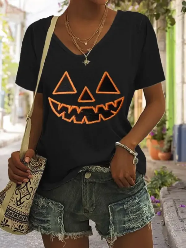Women's Pumpkin Print T-Shirt