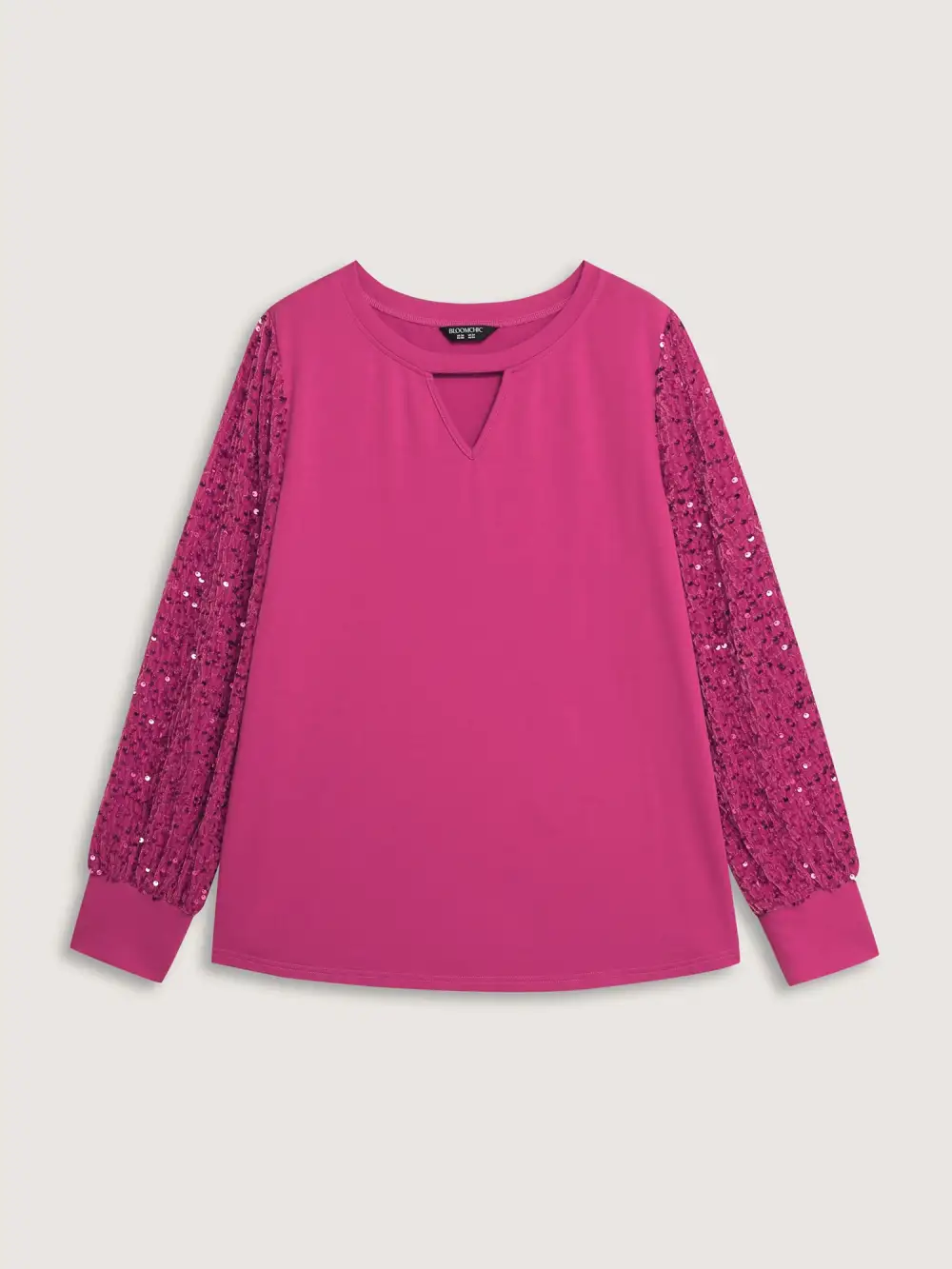 Sequin Spliced Cut-Out Neck Sweatshirt