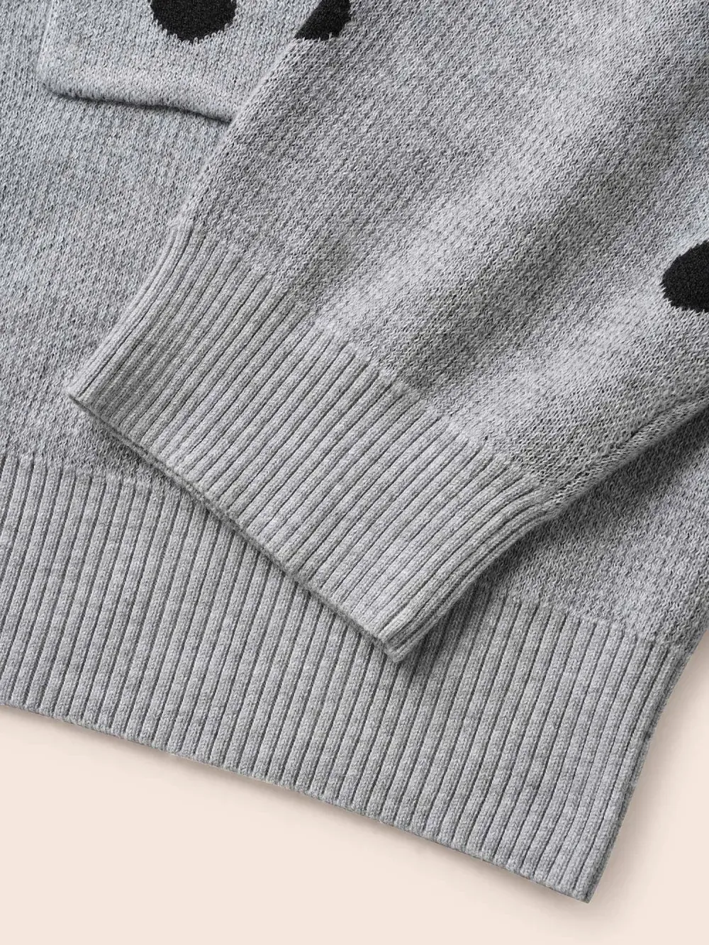 Polka Dot Kimono Collar Patch Pocket Cardigan