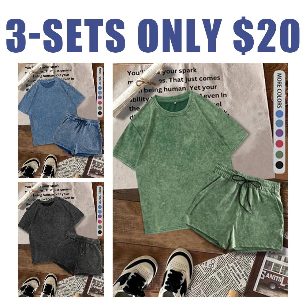 Women's Solid Tee & Denim-Print Shorts – Casual Summer Outfit for Daily Wear