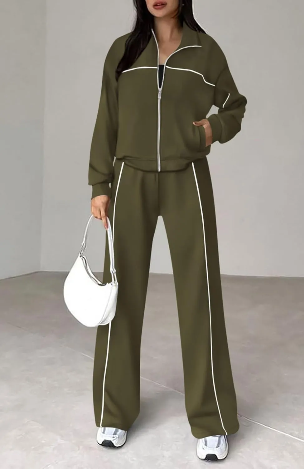 Women's Two Piece Tracksuit Fall 2024 Long Sleeve Jogger Sweatsuit Sets