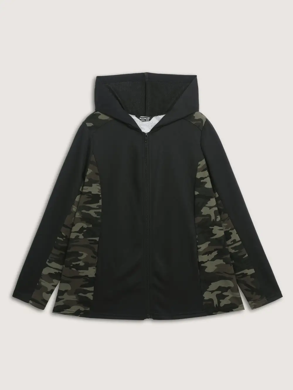 Camouflage Print Contrast Zipper Jacket