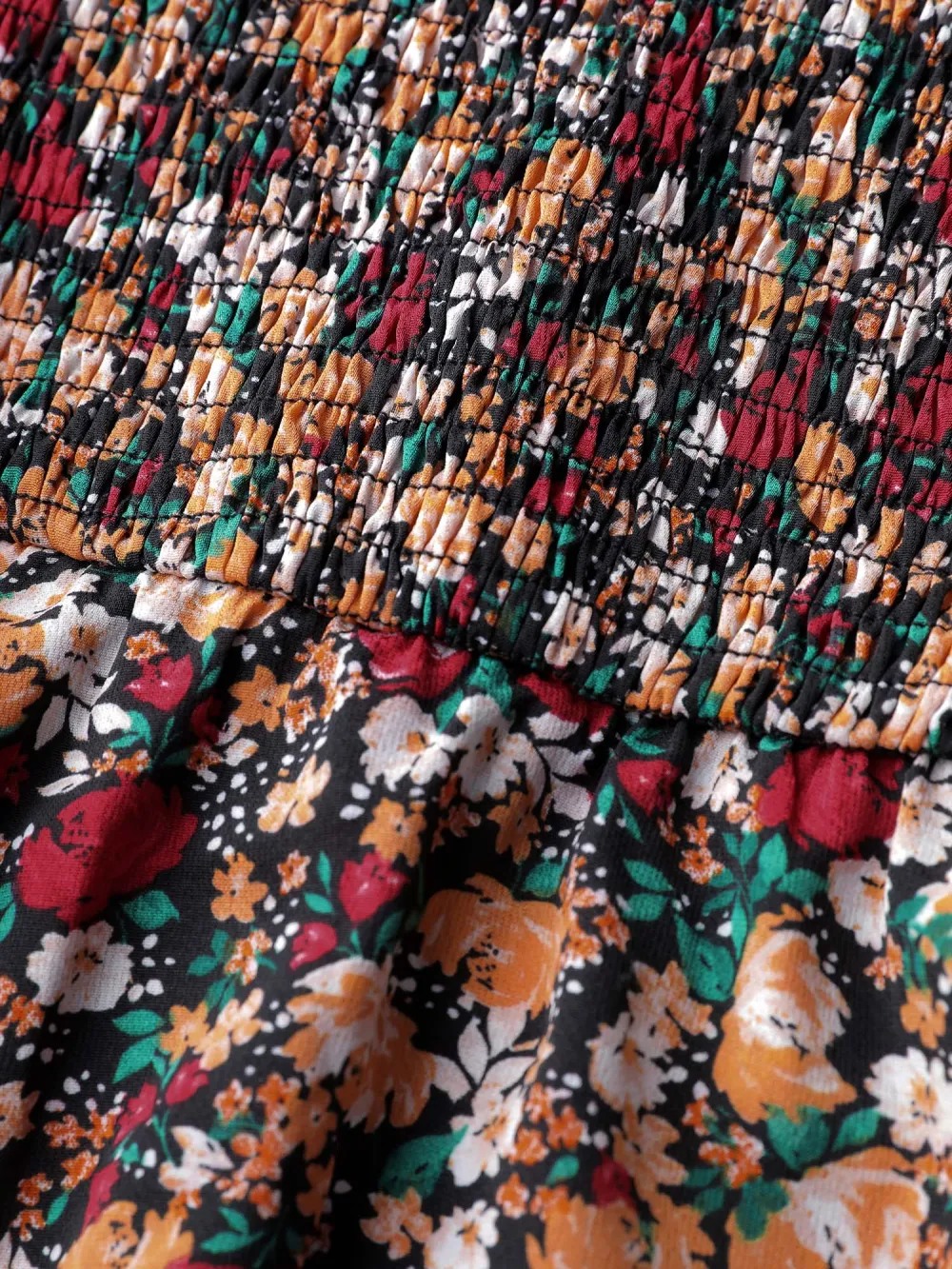 Floral Shirred Layered Skirt Mini Dress