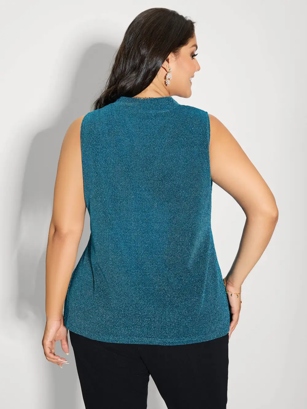 Lurex Butterfly Knot Collar Lined Tank Top