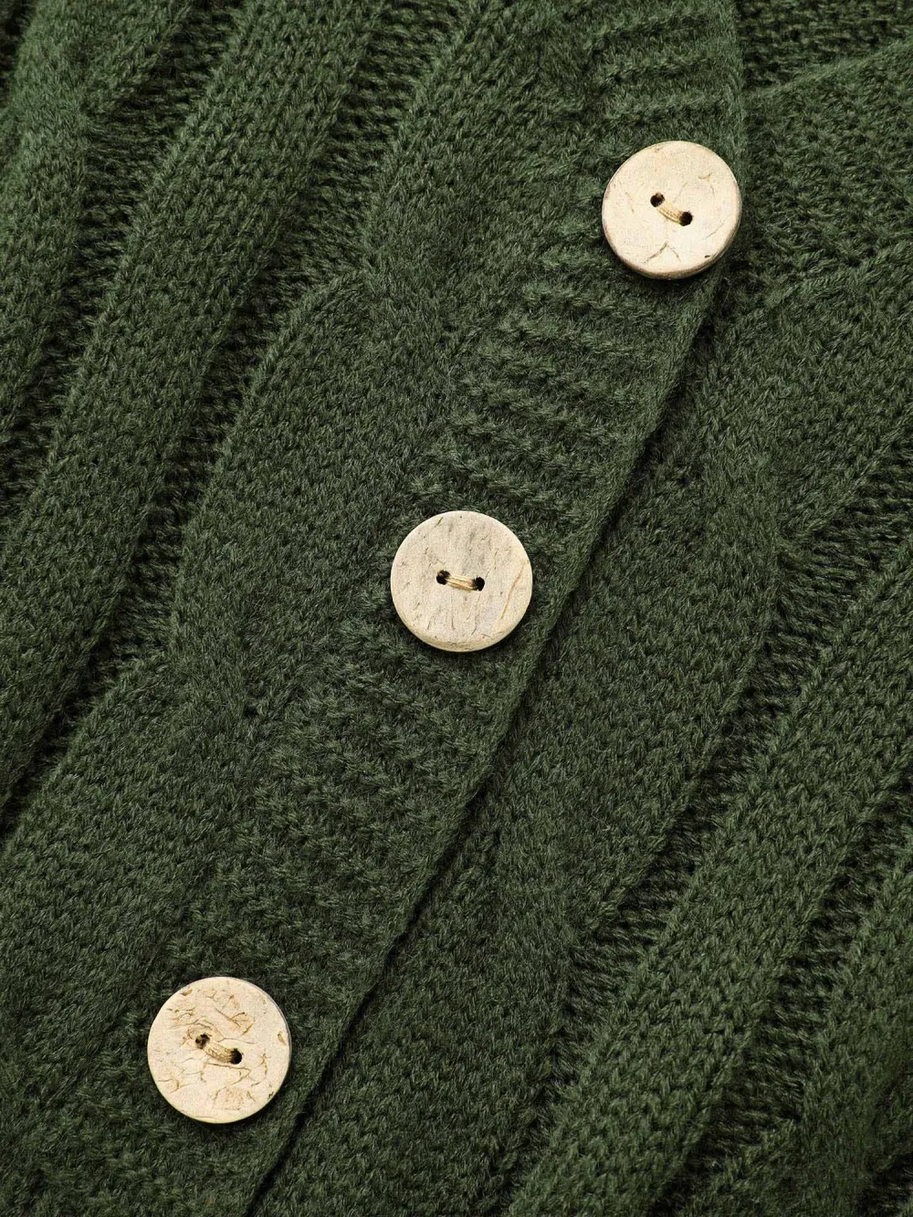 Texture Cable Knit Button Detail Pullover