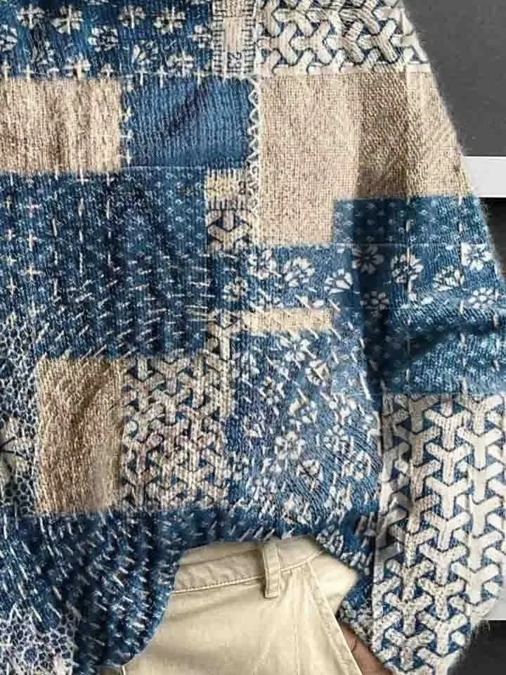 Women's Abstract Print Casual Turtleneck Long Sleeve Sweater