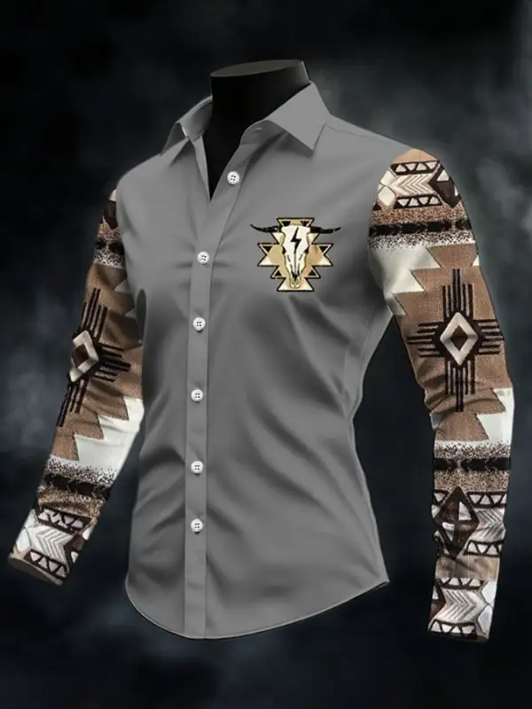 Men's Retro Western Print Casual Shirt