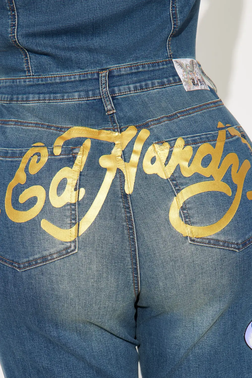 Ed Hardy NYC Denim Jumpsuit - Medium Wash