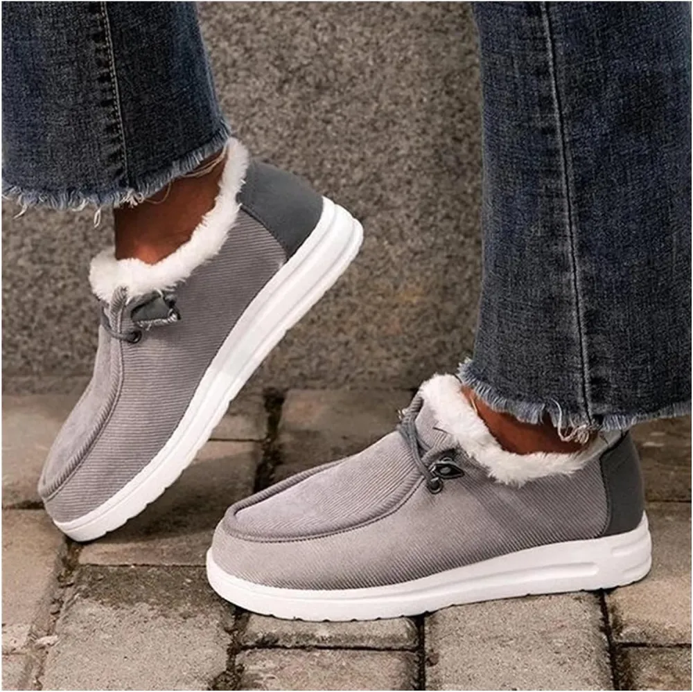 Women's Winter Warm Wendy Shoes Fleece Lined Boat Shoe Slip On Comfort Shoes,Womens Lace Up Loafers Flats Shoes (Come With Christmas socks) (Color : E, Size : EU/CN 42)