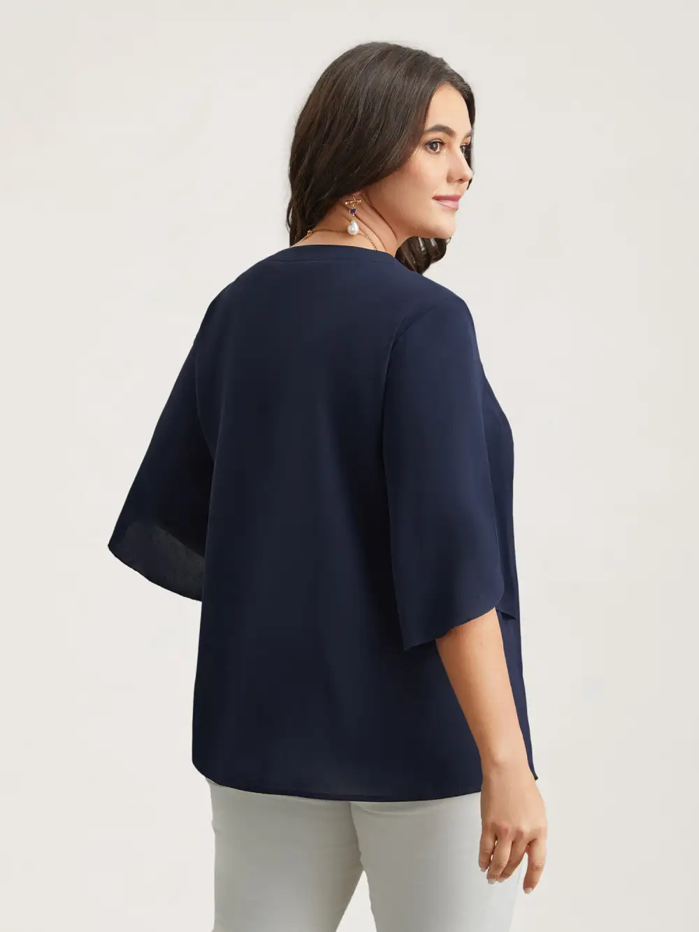 Petal Sleeve Toothpick Pleats Shirt