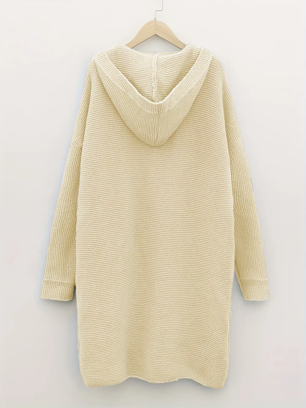 Plus Size Casual Cardigan, Women's Plus Solid Button Up Long Sleeve Hoodie Cardigan