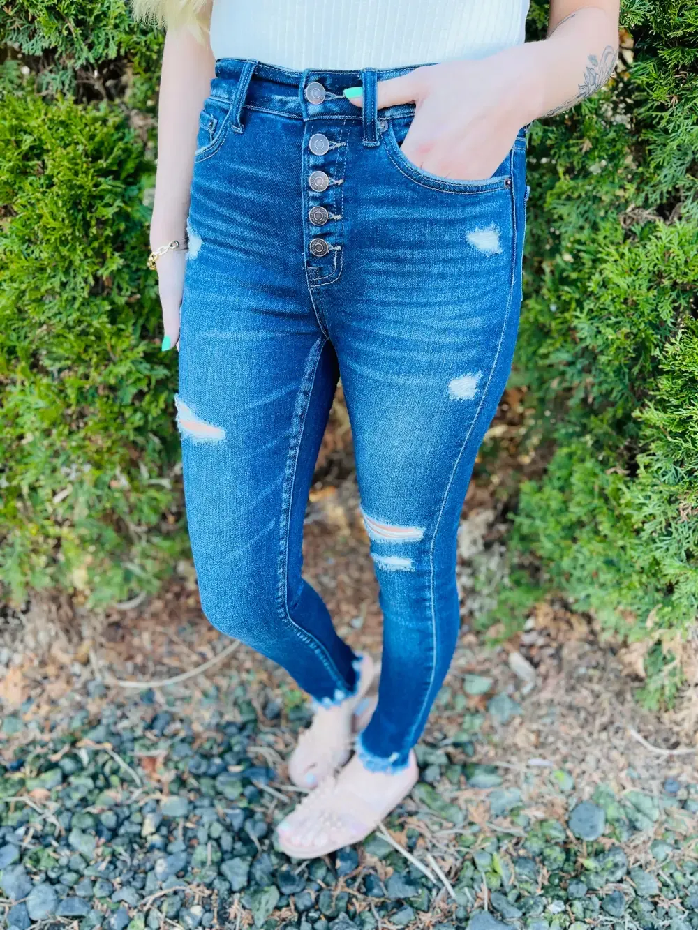 DOORBUSTER! I Like Big Button Fly Skinny Jeans