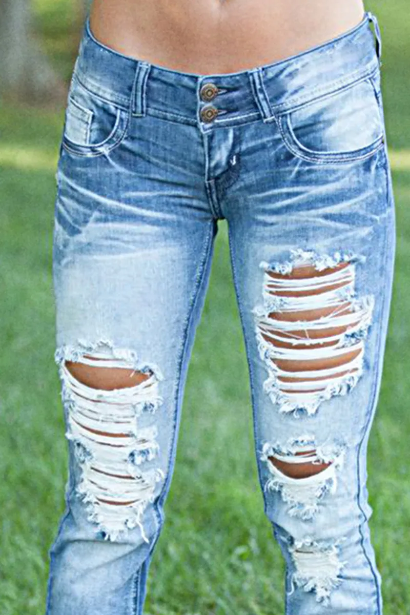 Distressed Low Waist Wash Bootcut Jeans