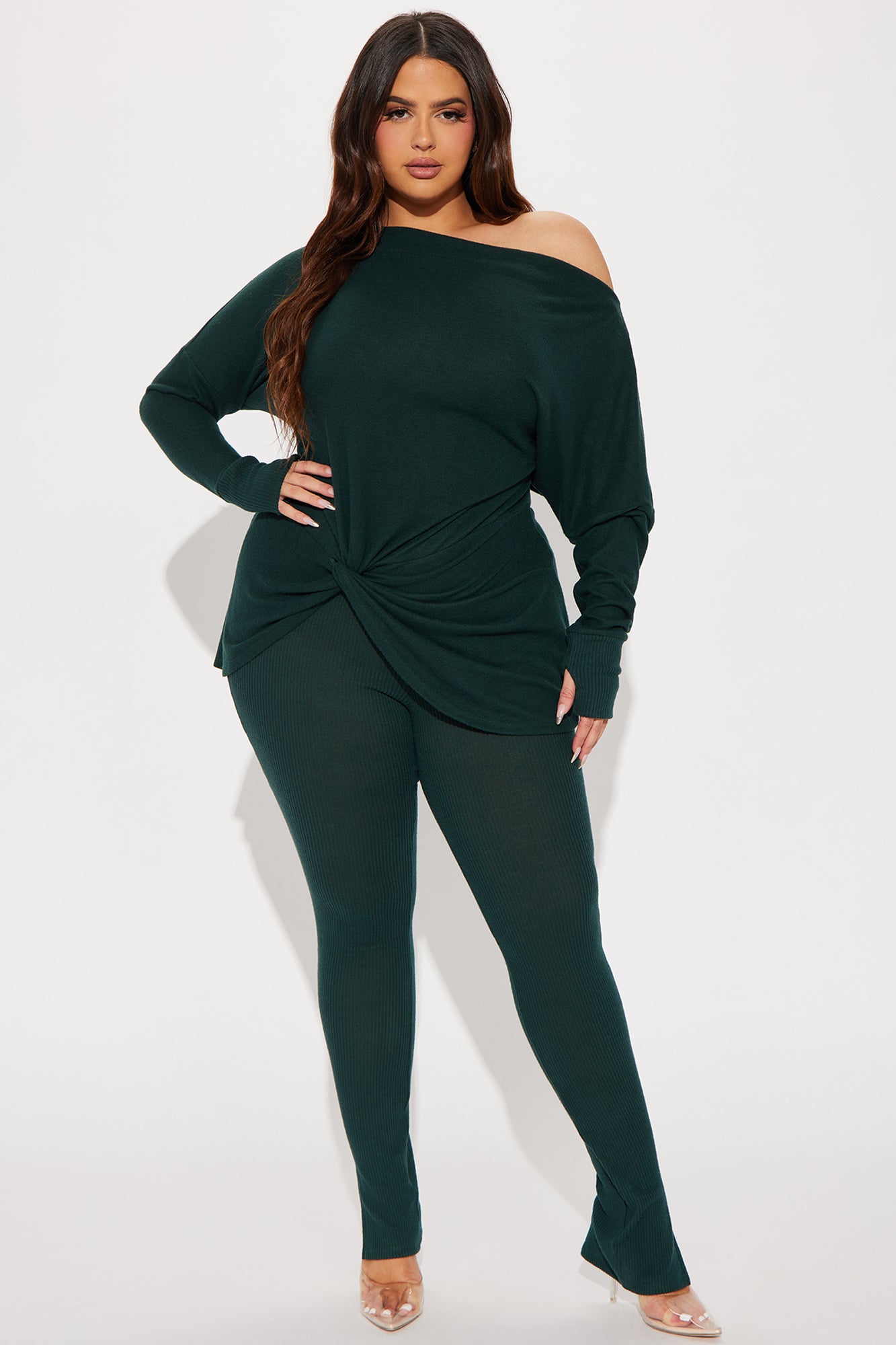 Tara Twist Front Pant  Set - Olive