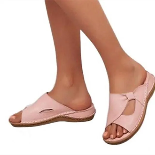 Women's Sandals Slippers Mules Wedge Sandals Plus Size Handmade Shoes Daily Beach Solid Color Summer Wedge Heel Open Toe Classic Casual Minimalism Faux Leather Loafer Black Pink Blue