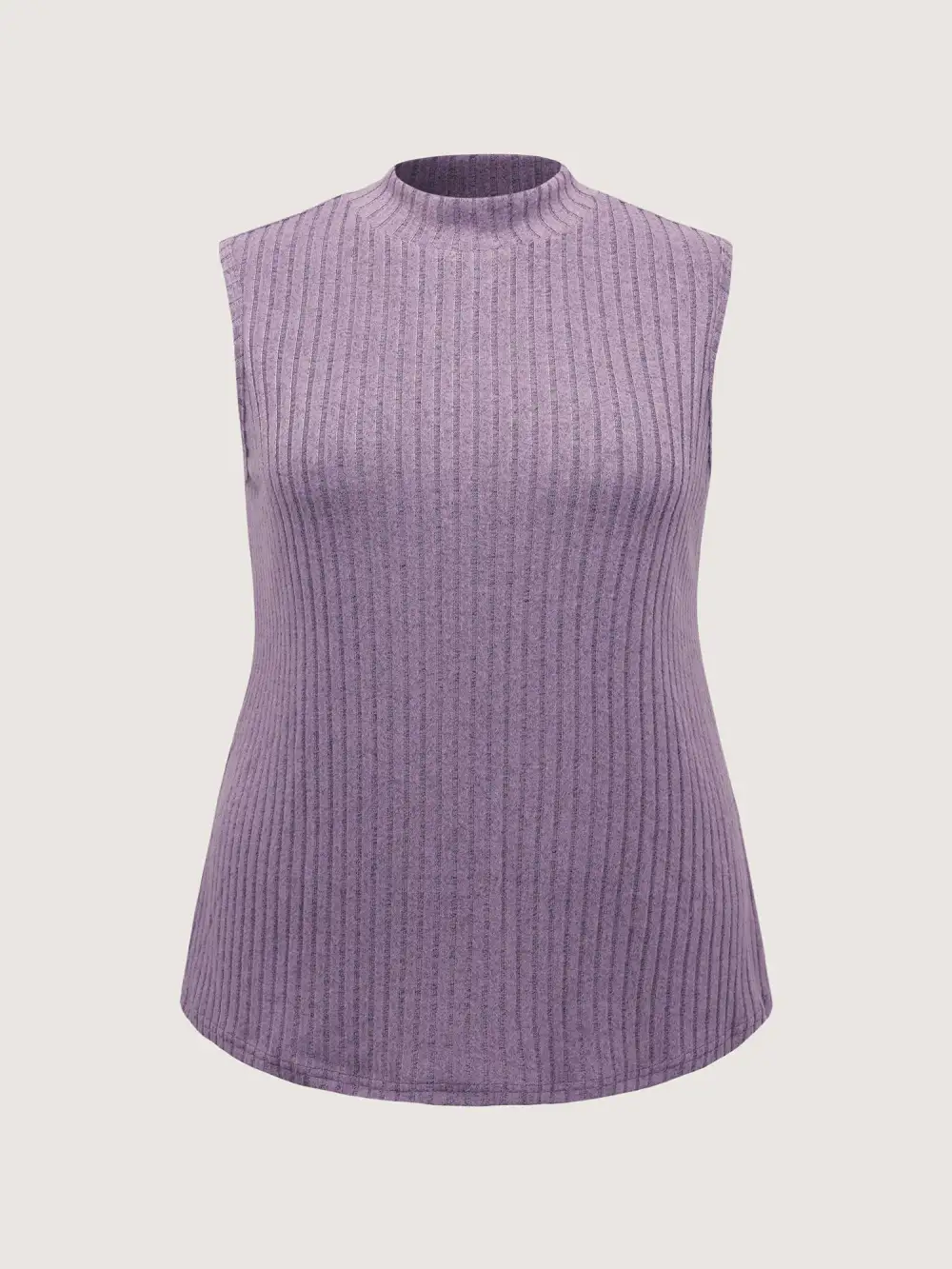 Ribbed Stretchy Mockneck Tank Top