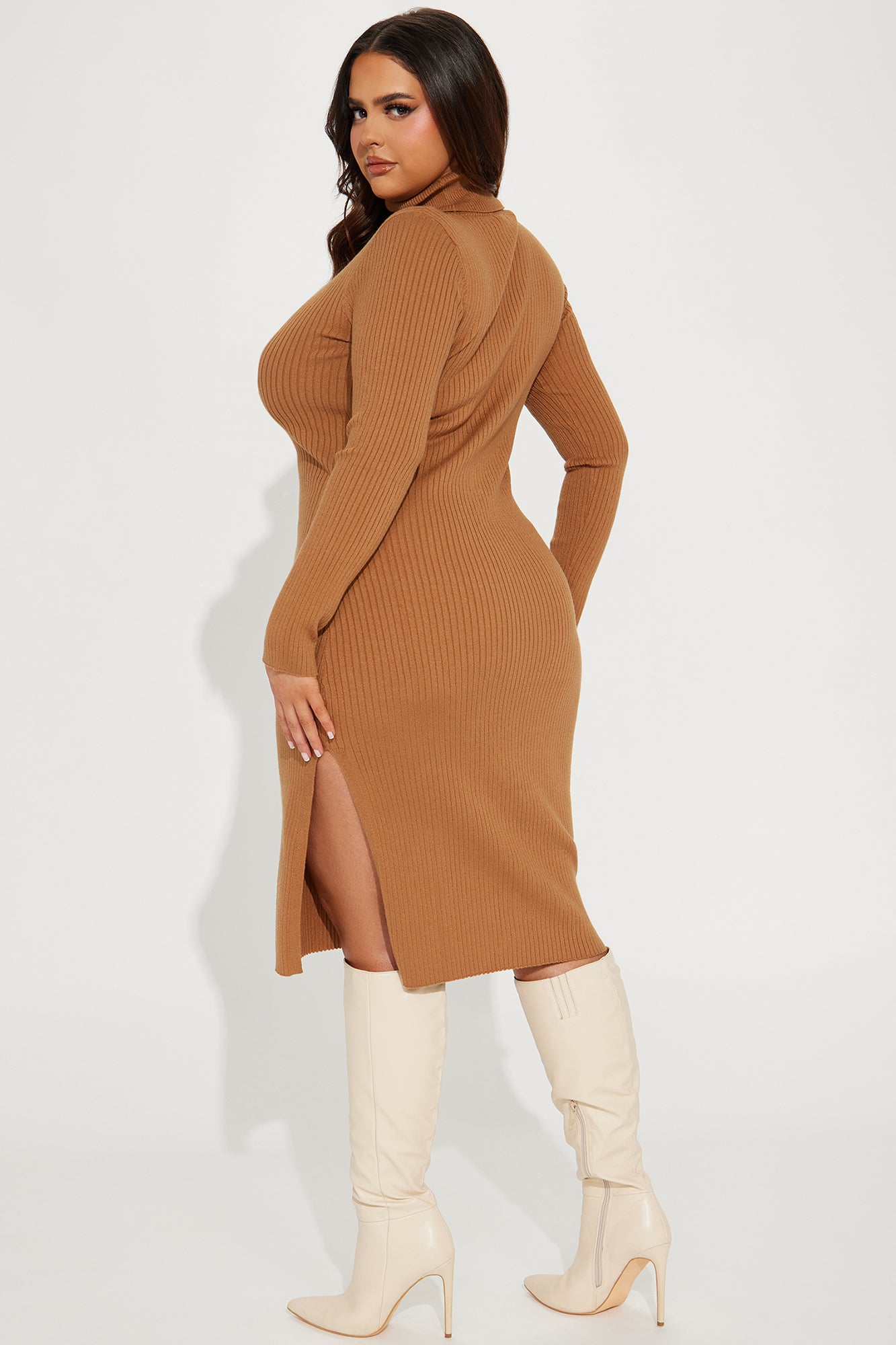 London Sweater Midi Dress - Cognac