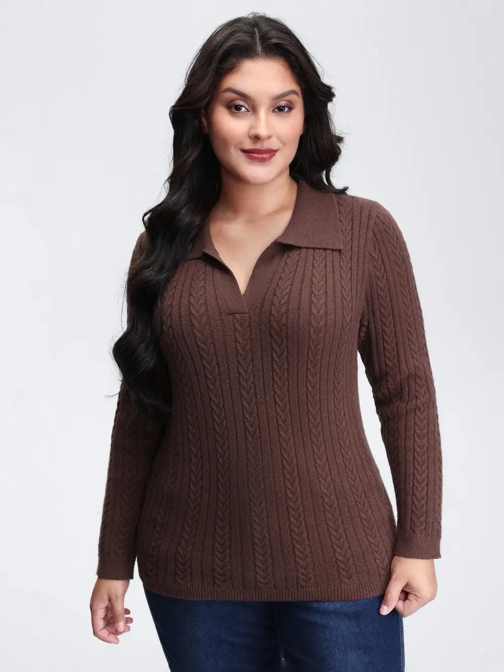 Polo Collar Textured Fitted Pullover