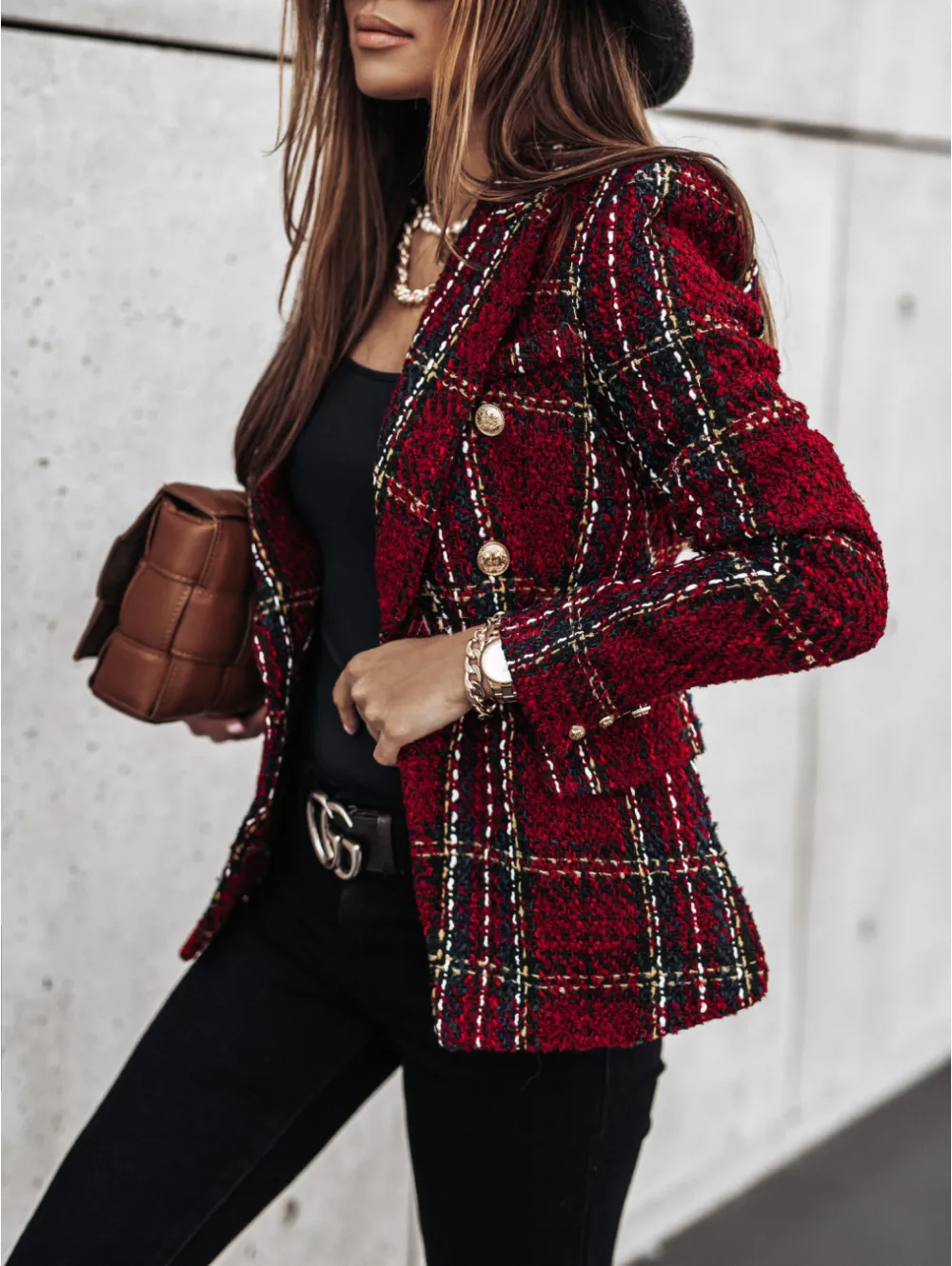 Women'S Set Long Sleeve Double Breasted Printed Set Small Jacket