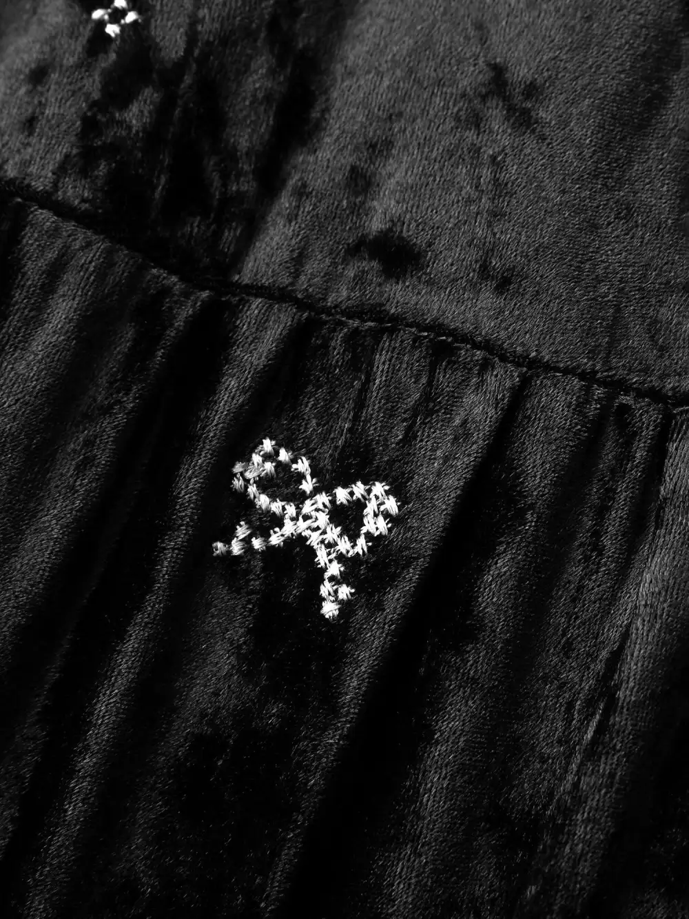 Velvet Bowknot Ruffled Mini Skirt