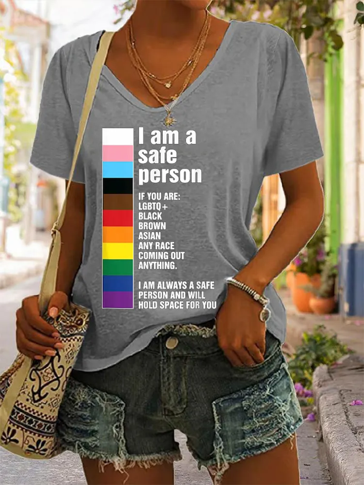 Women'S T-Shirt FI Am A Safe Person Pride Ally You Are Safe With Me LGBTQ T Shirt