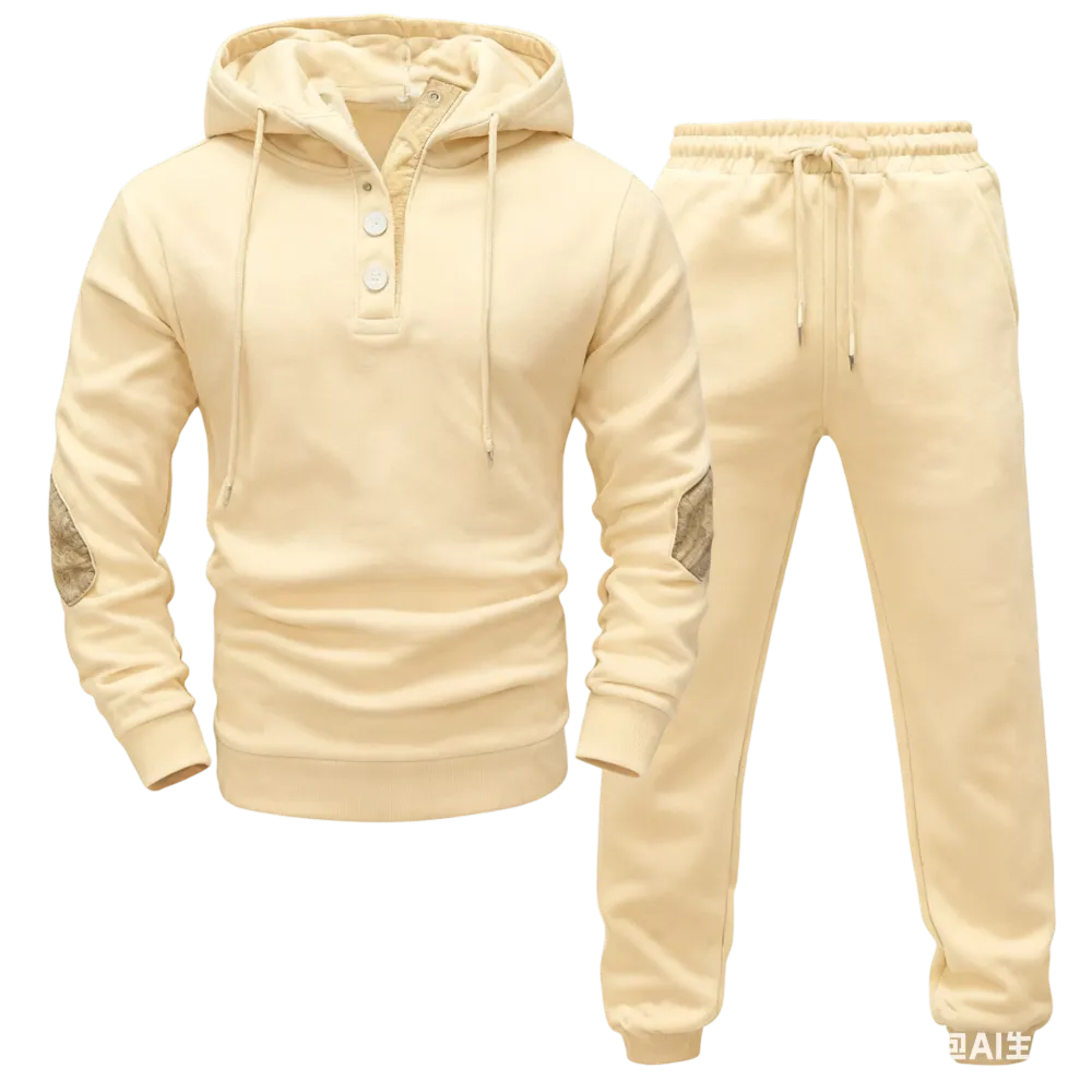 Men's Knitted Jacquard Casual 2-Piece Sweat Set