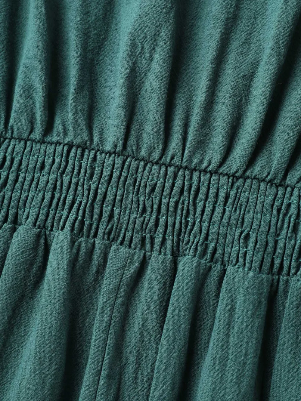 Pure Cotton Button Gathered Sleeve Midi Dress