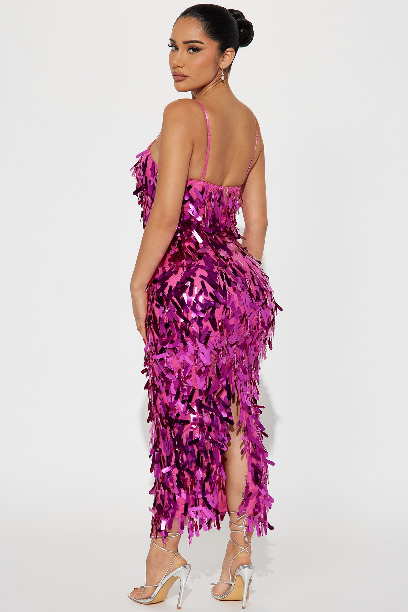 Feeling Fabulous Paillettes Maxi Dress - Magenta