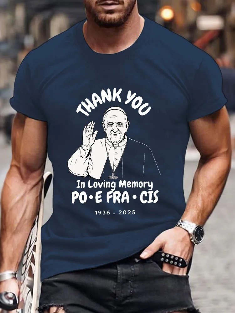 Men's Thank You In Loving Memory 1936-2025 Print Short Sleeve Round Neck Cotton T-Shirt