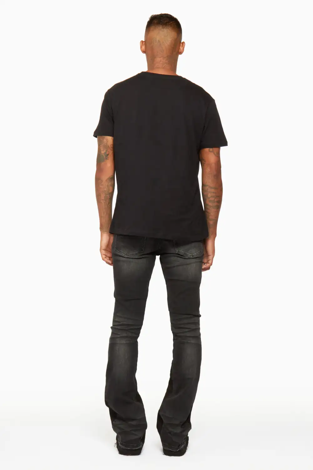 Tibbs Black Stacked Flare Jean