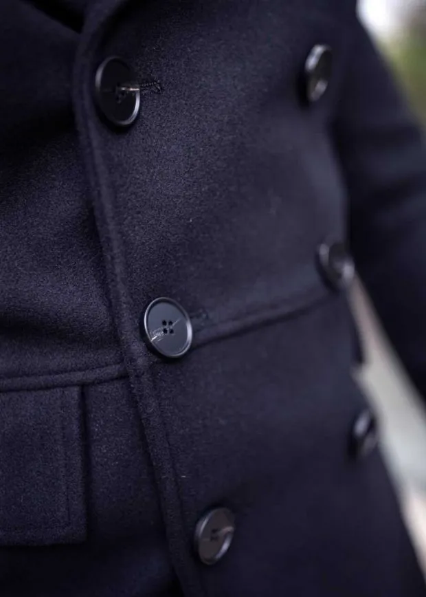 Bonucci Leather Coat Short Black