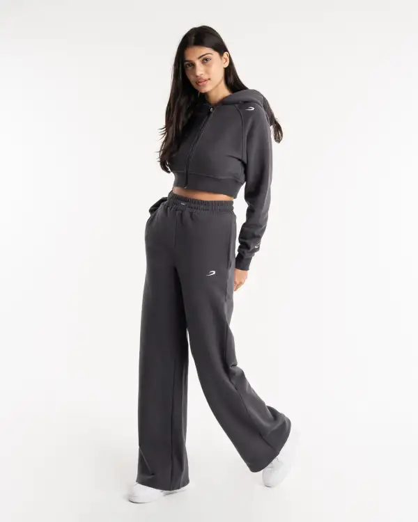 Winstone Cropped Zip Hoodie - Charcoal