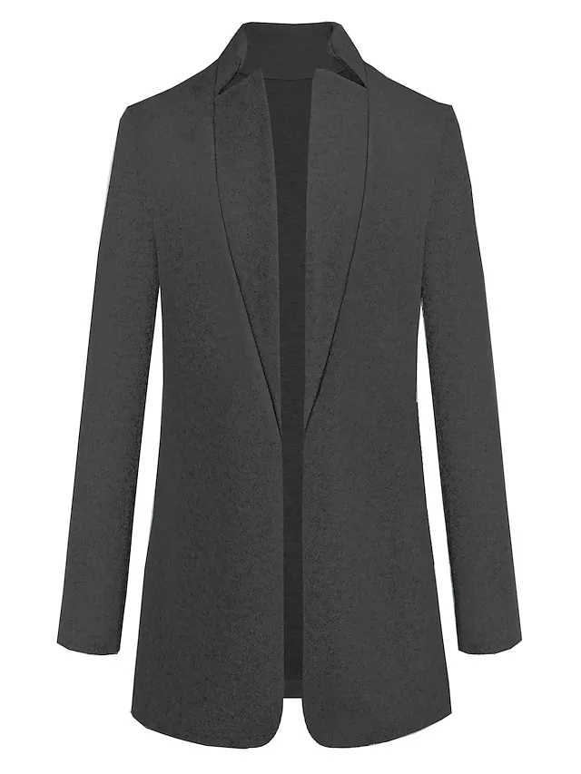 Women's Pea Coat Winter Coat Open Front Stand Collar Trench Coat Fall Warm Windproof Overcoat Christmas Jacket caramel colour