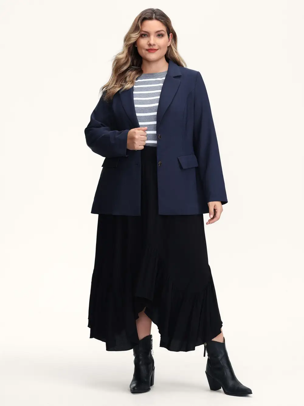 Bowknot Back Split Hem Contrast Blazer