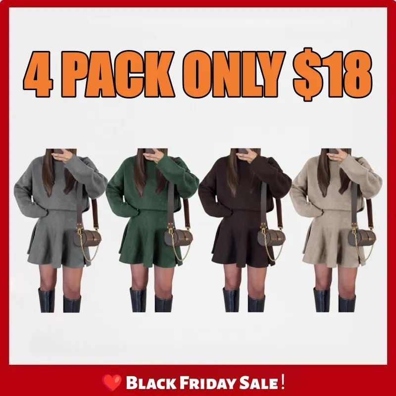 Women's Casual Half-High Neck Long Sleeve Knit Dress