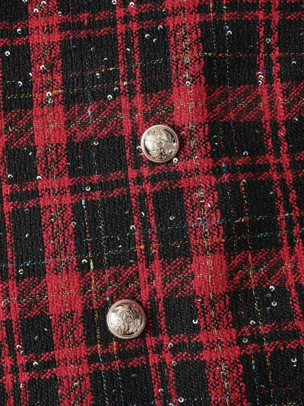 Holiday Plaid Textured Button Blazer