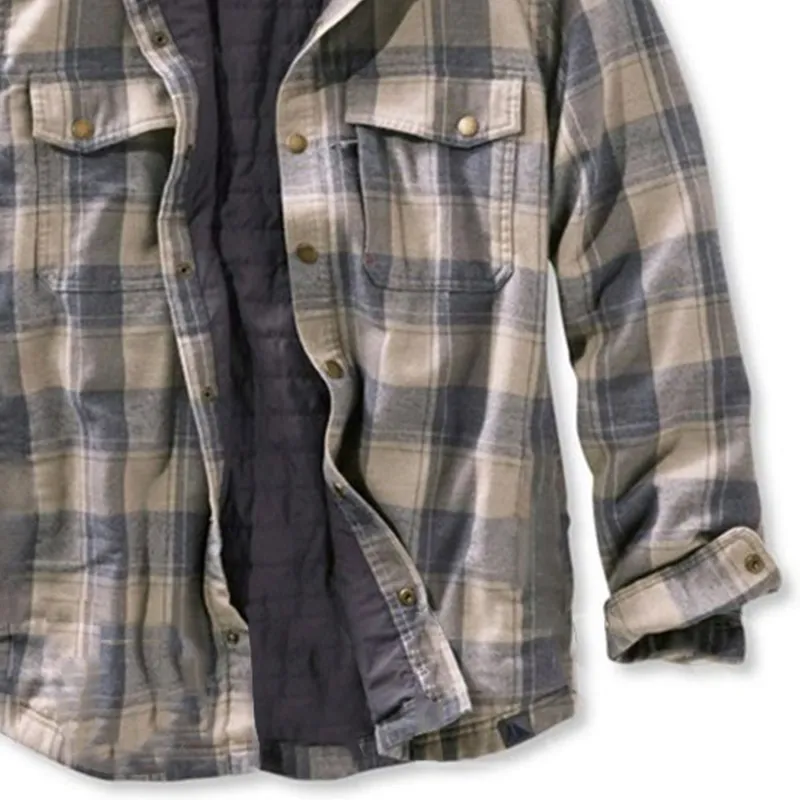 Checked Lapel Plus Velvet Padded Brushed Jacket