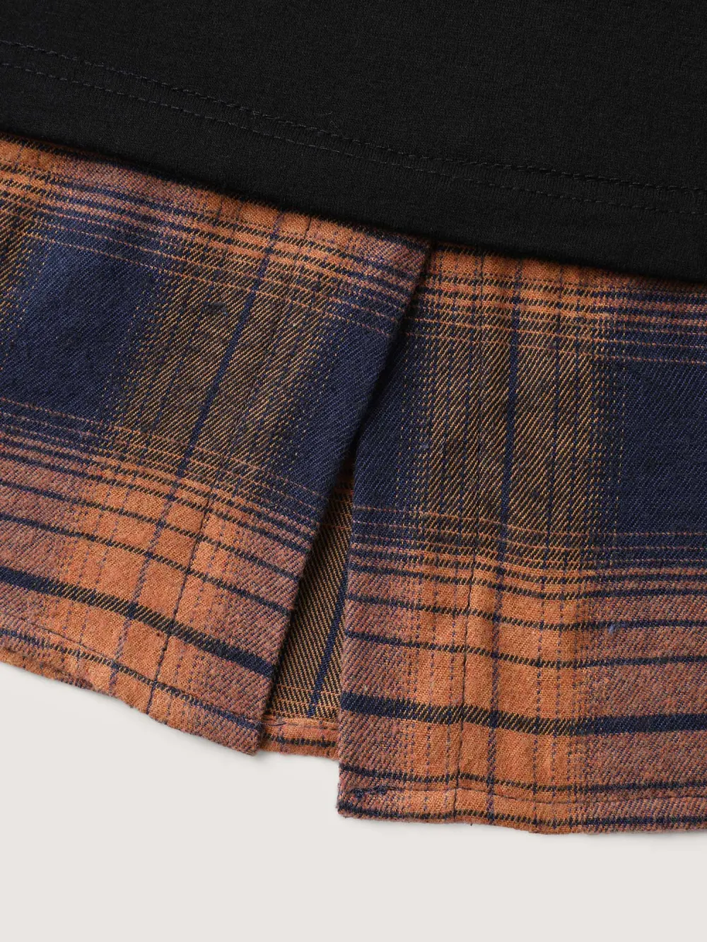 2-in-1 Stretchy Checkered Print Sweatshirt