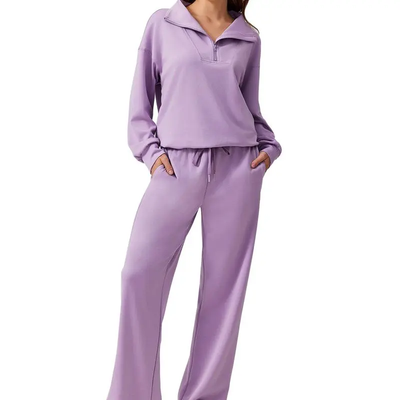 Women’s 2-Piece Sweatsuit – Half-Zip Pullover & Joggers