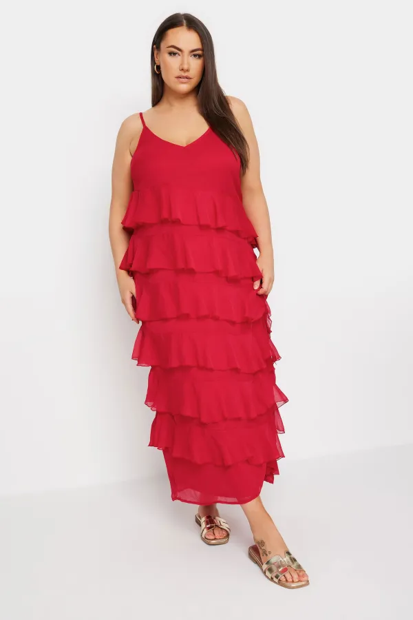 LIMITED COLLECTION Curve Black Frill Maxi Dress