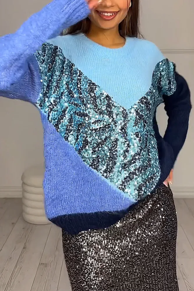 Women's fashion leopard print sequined sweater