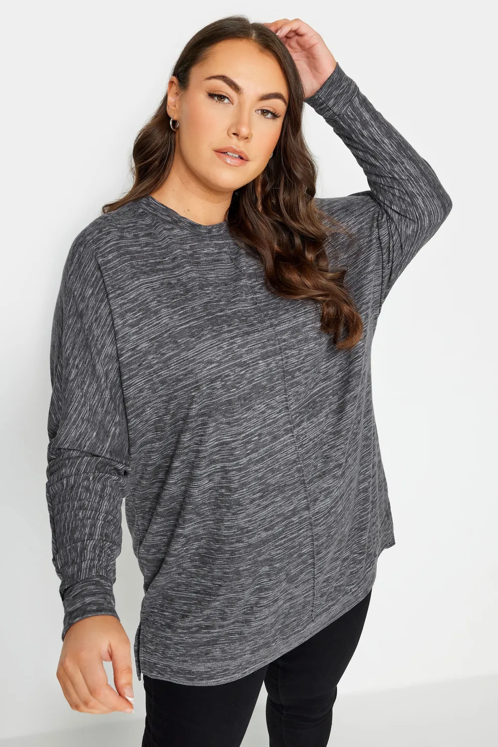 YOURS LUXURY Curve Grey Front Seam Detail Jumper
