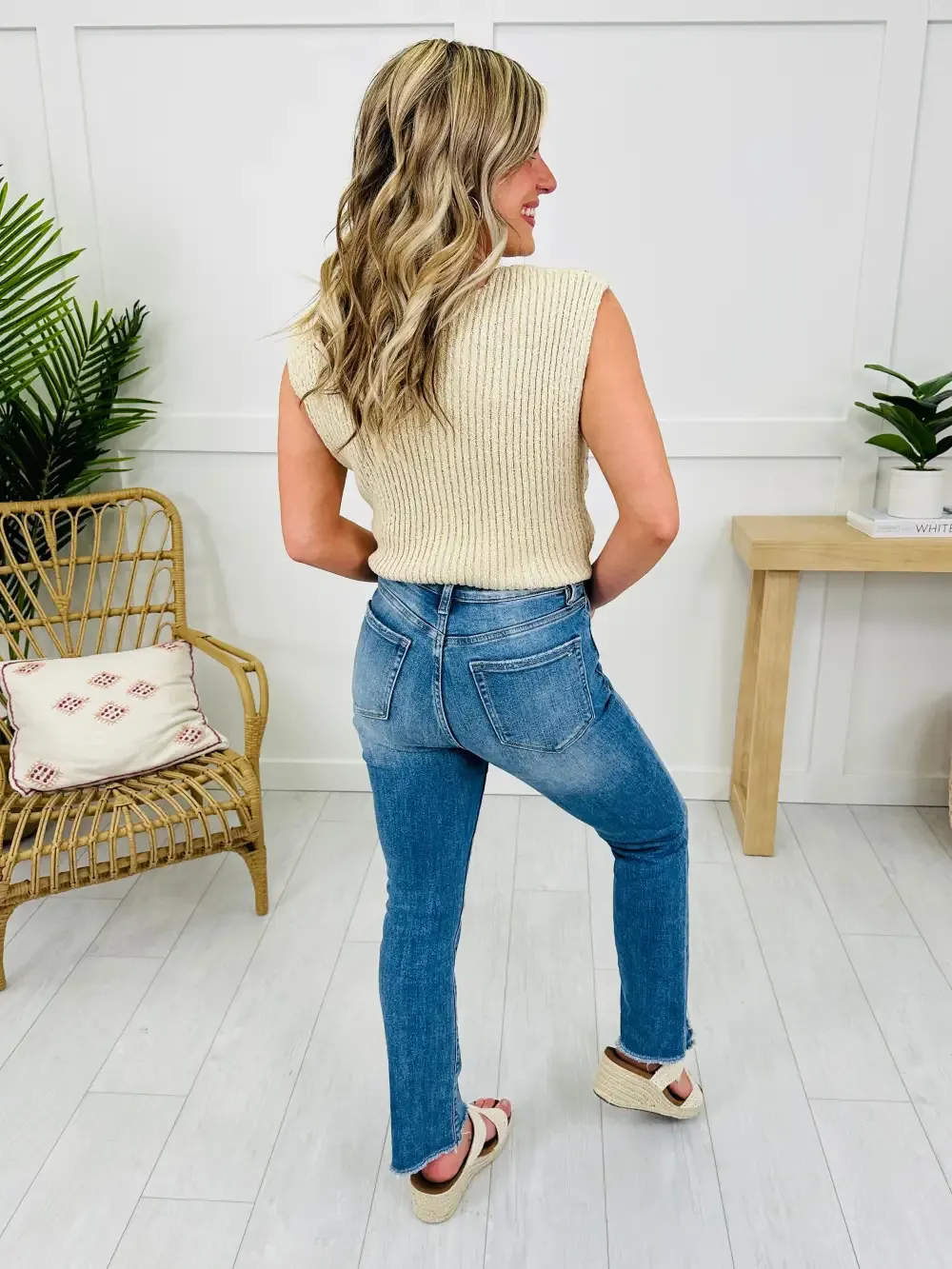 Step It Up Mica Straight Leg Step Hem Jeans