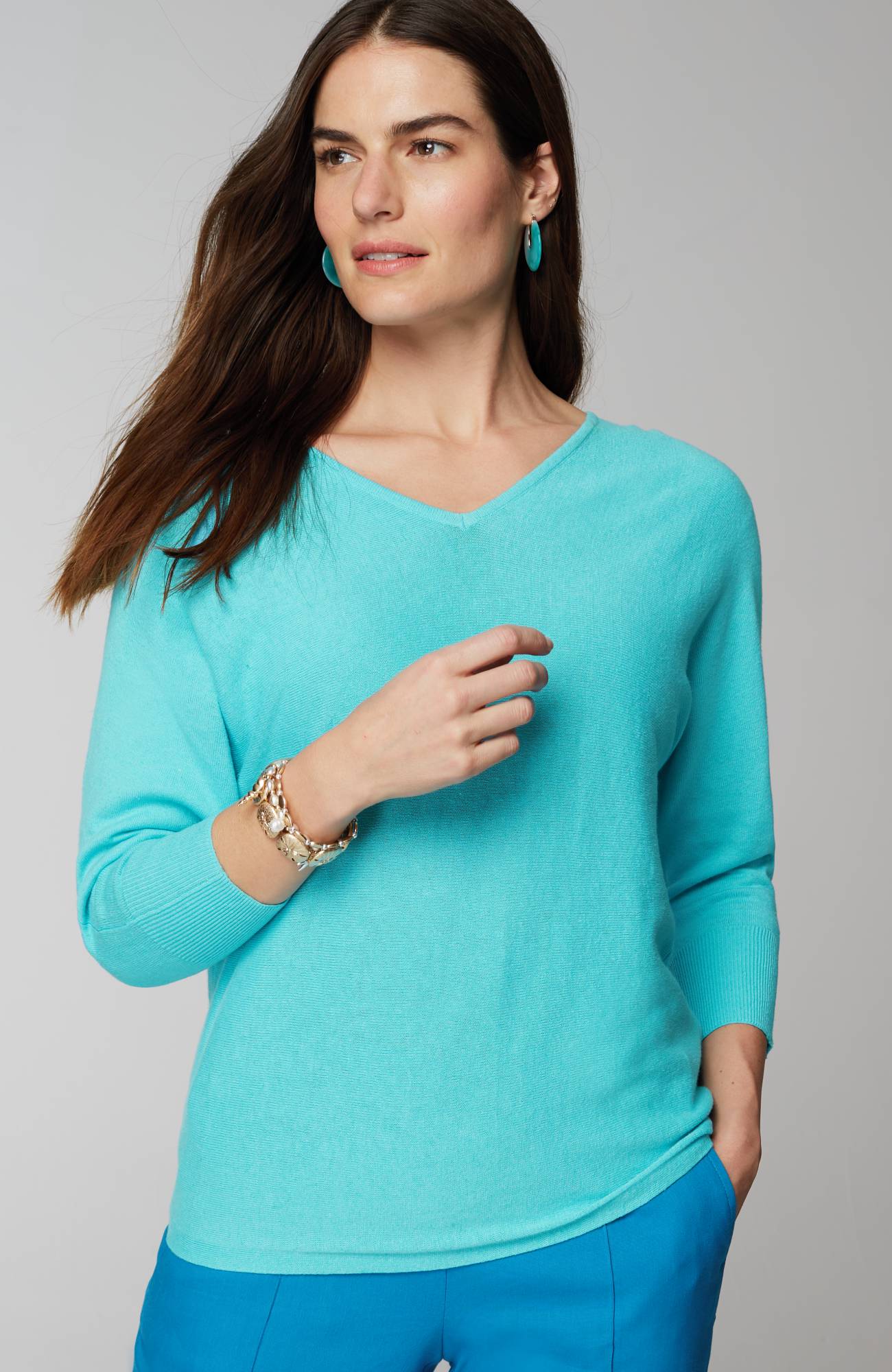 V-Neck Dolman Pullover Sweater