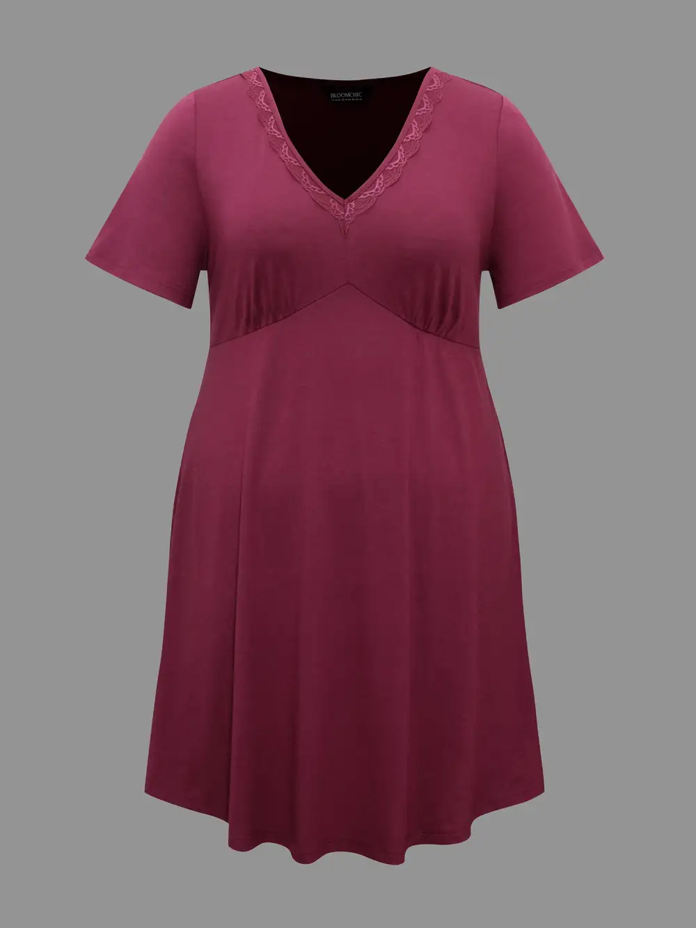 V Neck Lace Trim Sleep Ruffle Sleeve Dress