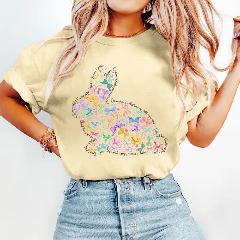 T-shirt Happy Easter Women Printed Round Neck Short Sleeve