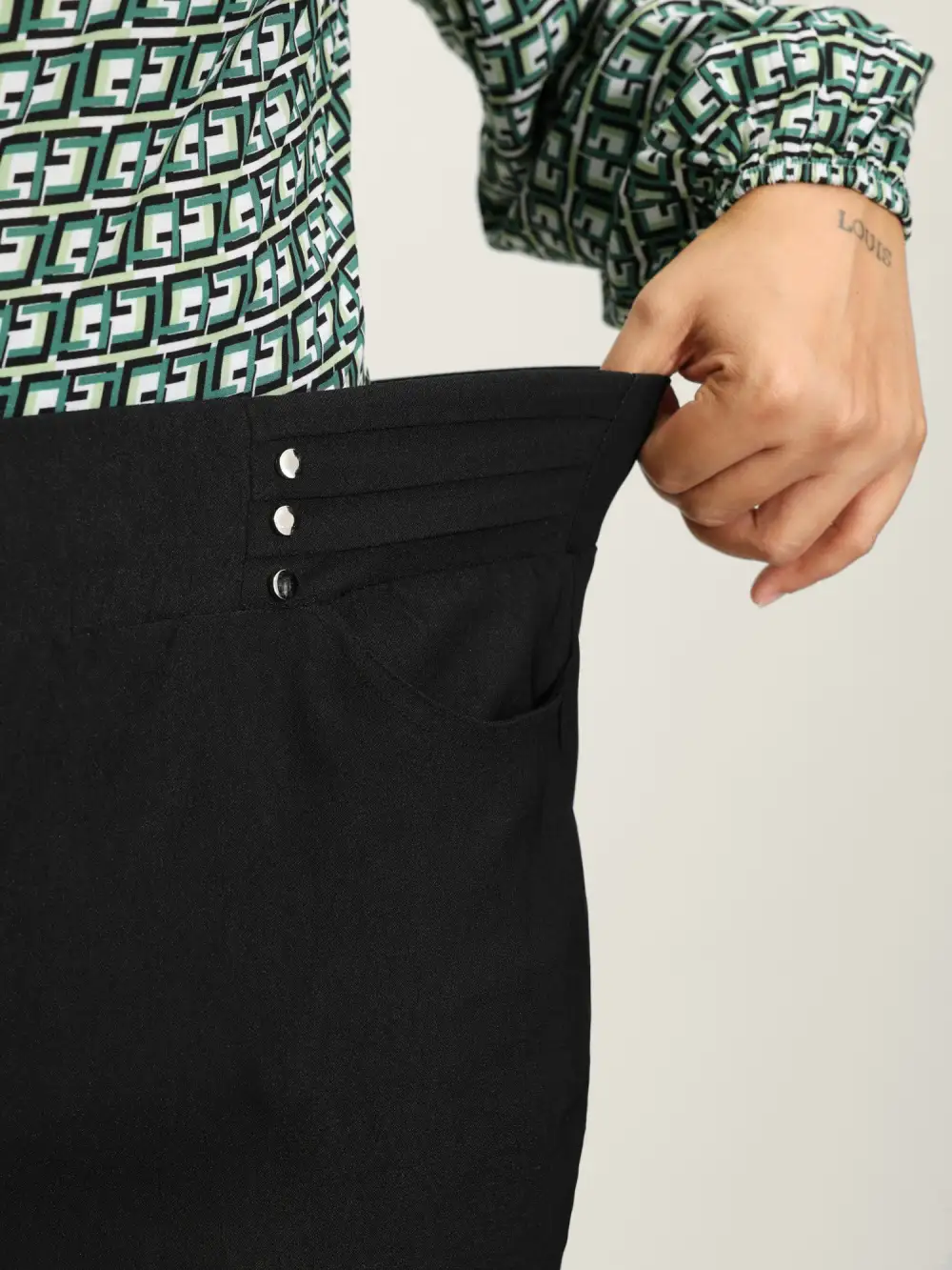 Rivets Wide Waistband Stretchy Pants