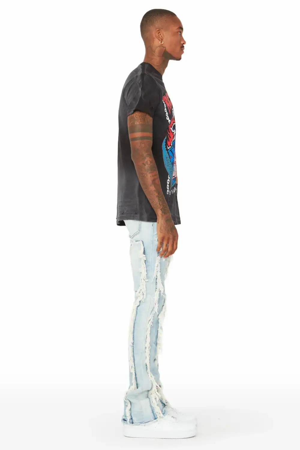 Tristan Blue Stacked Flare Jean