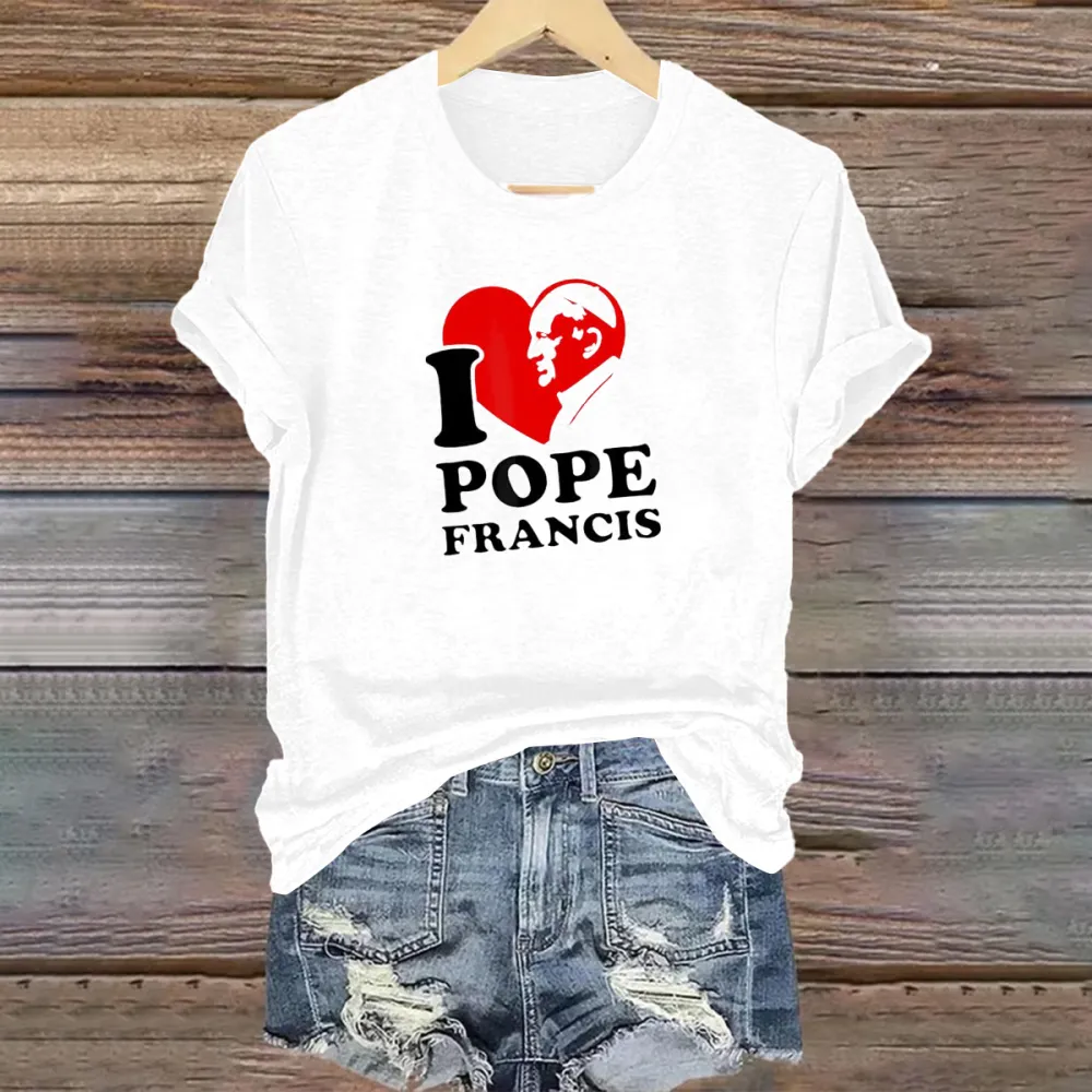 Men's I Love PF Print Short Sleeve Round Neck Cotton T-Shirt