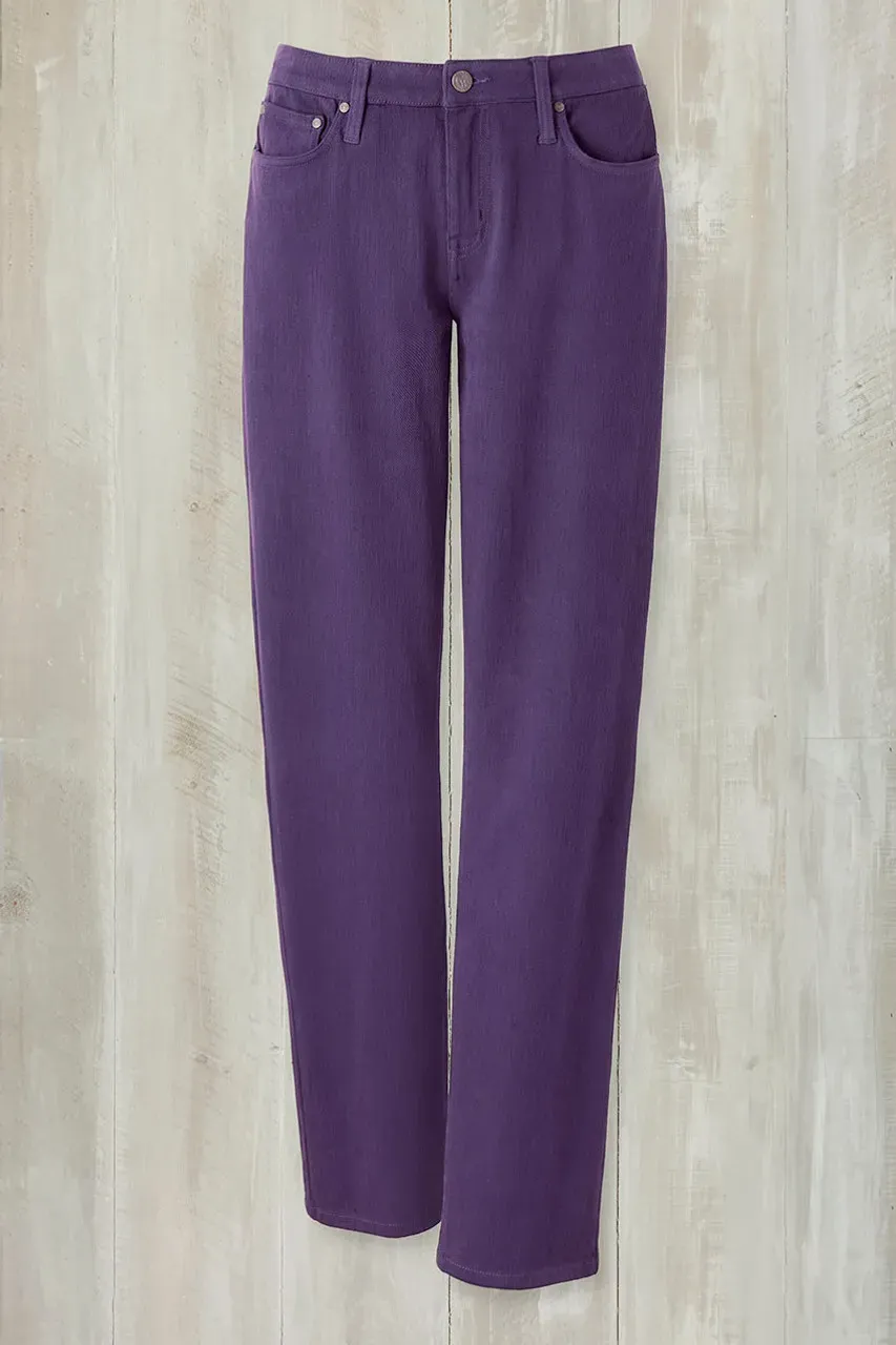 Knit Denim High Rise Straight-Leg Jeans